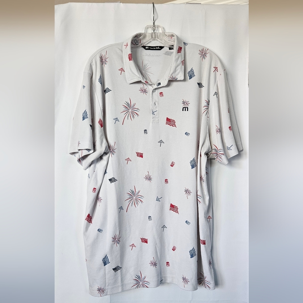 Travis Mathew‎ Patriotic Firework Design Golf Polo Size 2xl